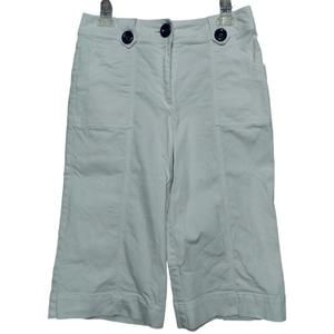 Vintage Talbots Petites Womens Wide Leg Stretch Cotton Culottes, Size 8P, White